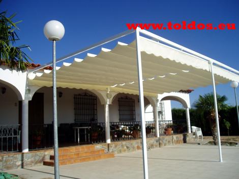 Prgola de aluminio con toldo corredero